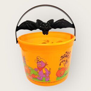 Vintage 2001 McDonalds Happy Meal Orange Halloween Boo Bucket Bat Handle